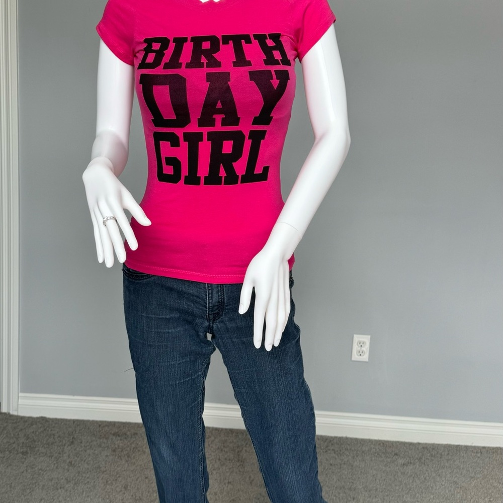 Pink Tee, Maroon and Grey striped shirt and Jeans - Picture 2 of 13